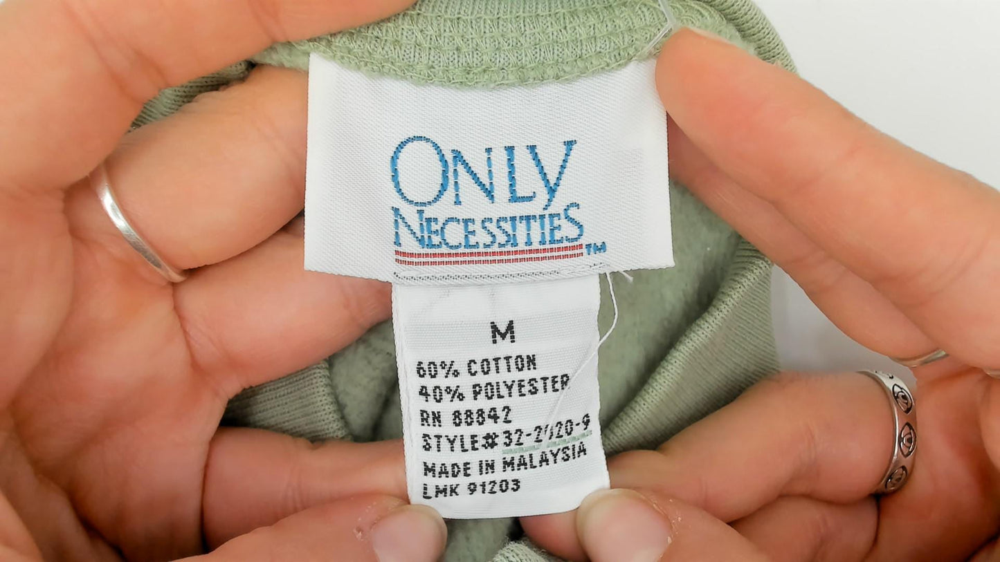 90s Only Necessities Sage Green Snap Button Sweatshirt Jacket Medium M