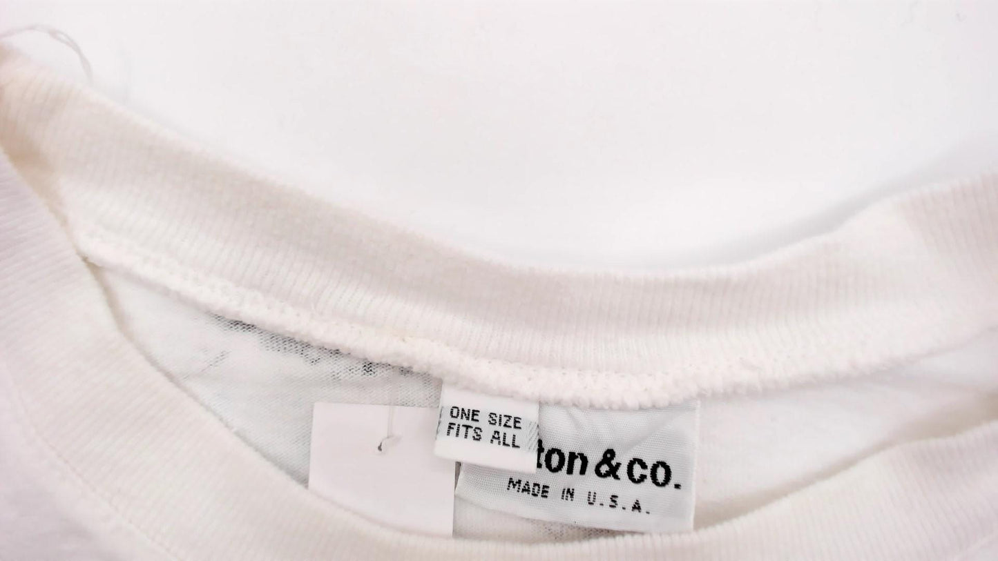 90s Dice Print Cotton T-Shirt White Graphic Tee Colorful Dots Large L
