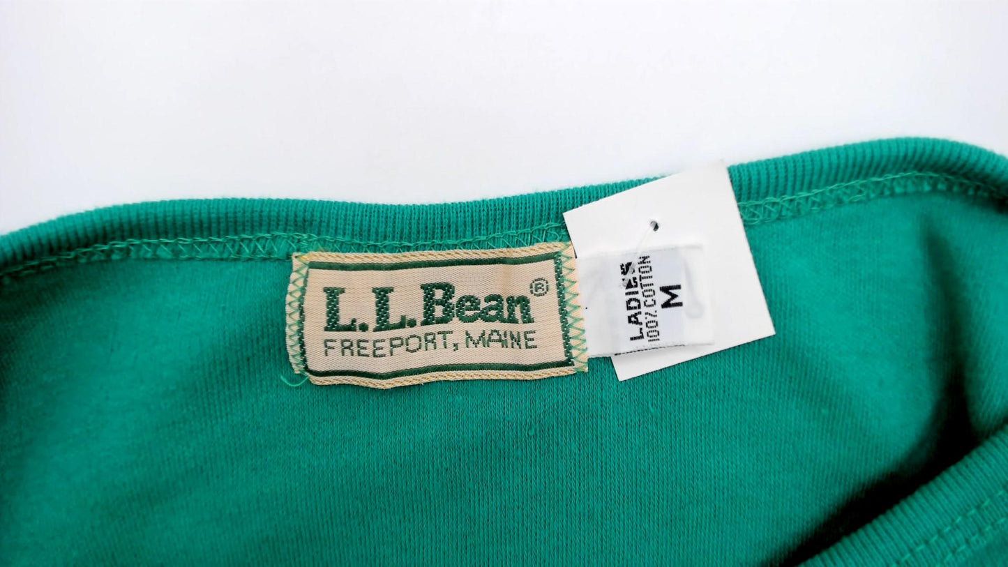 90s LL Bean Teal Boat Neck Cotton Top Three-Quarter Sleeve Medium M