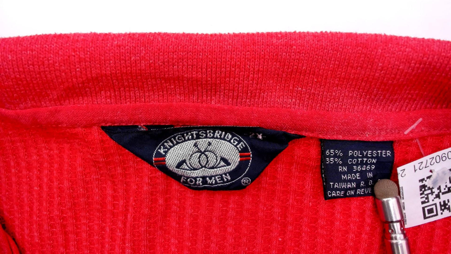 90s Knightsbridge Red Polo Sweatshirt Ribbed Knit XXL