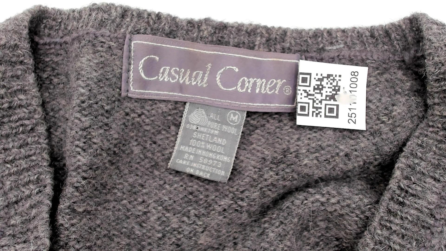 80s Casual Corner Argyle Wool Sweater Vest Grey Pink Cream Medium M