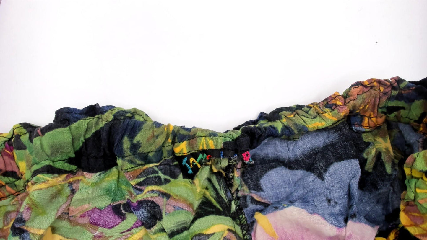Y2K Jams World Tropical Shorts Floral Palm Print High Waist Rayon Medium Large