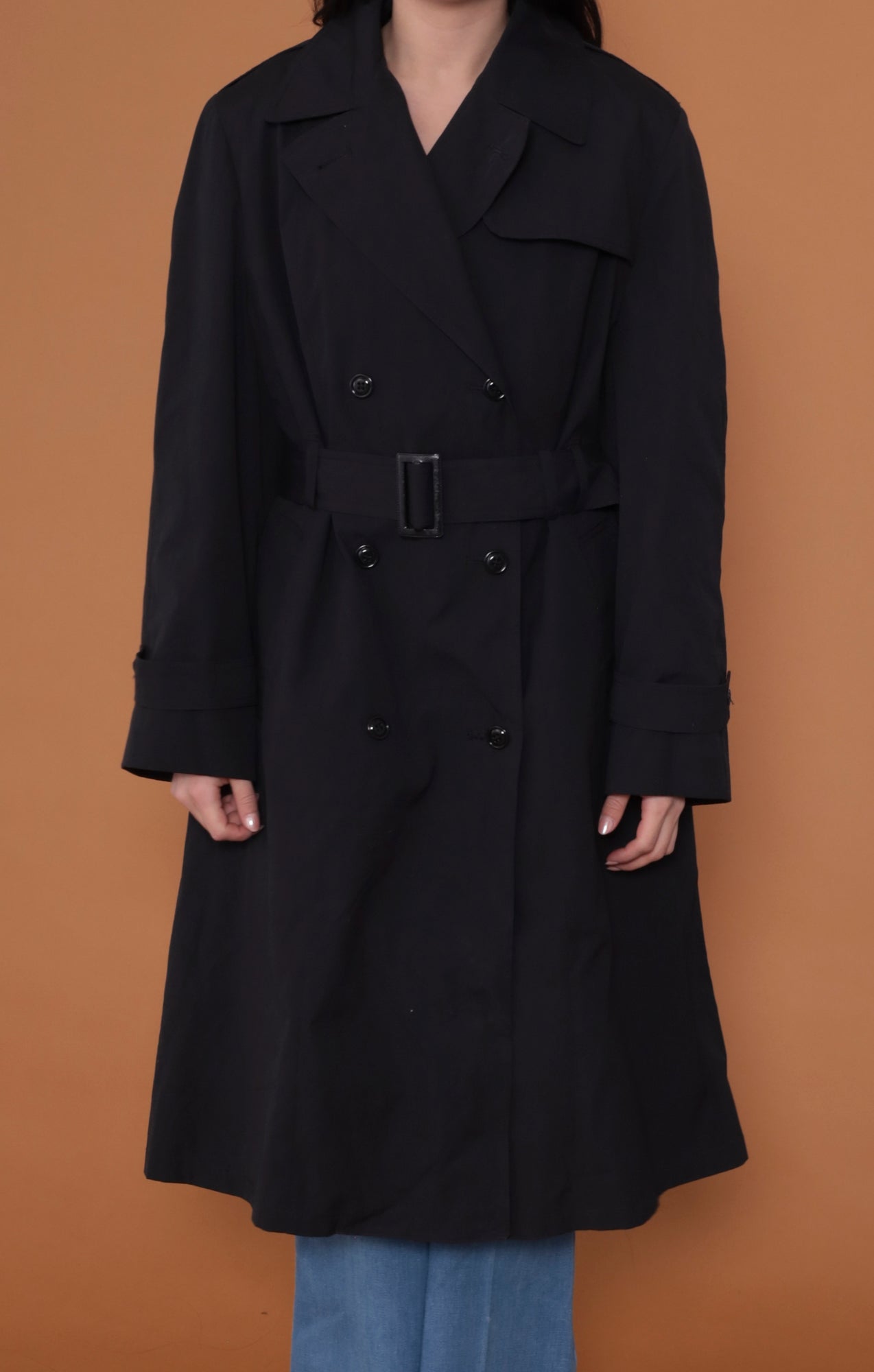 90s Black Trench Coat