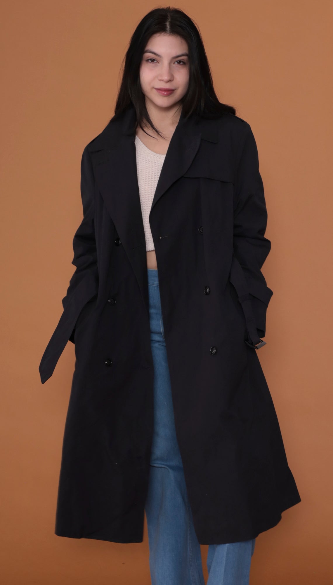 90s Black Trench Coat