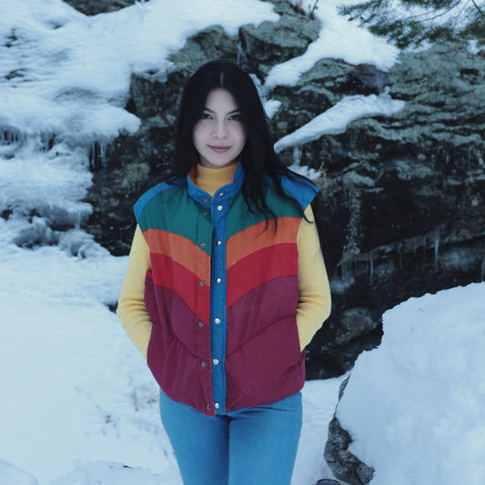 70s Multicolor Ski Vest Down Fill