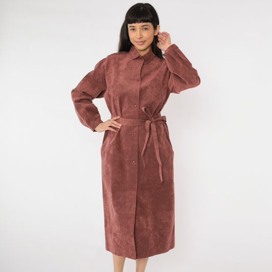 Vintage 70s Halston Ultrasuede Trench Jacket Large L