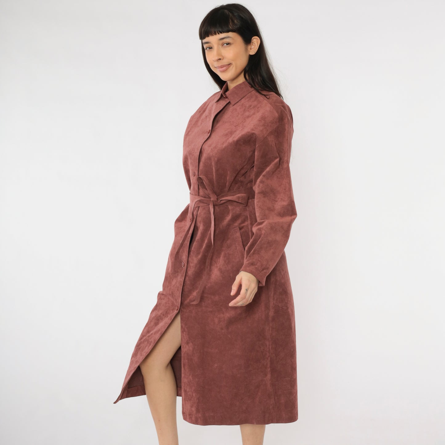 Vintage 70s Halston Ultrasuede Trench Jacket Large L