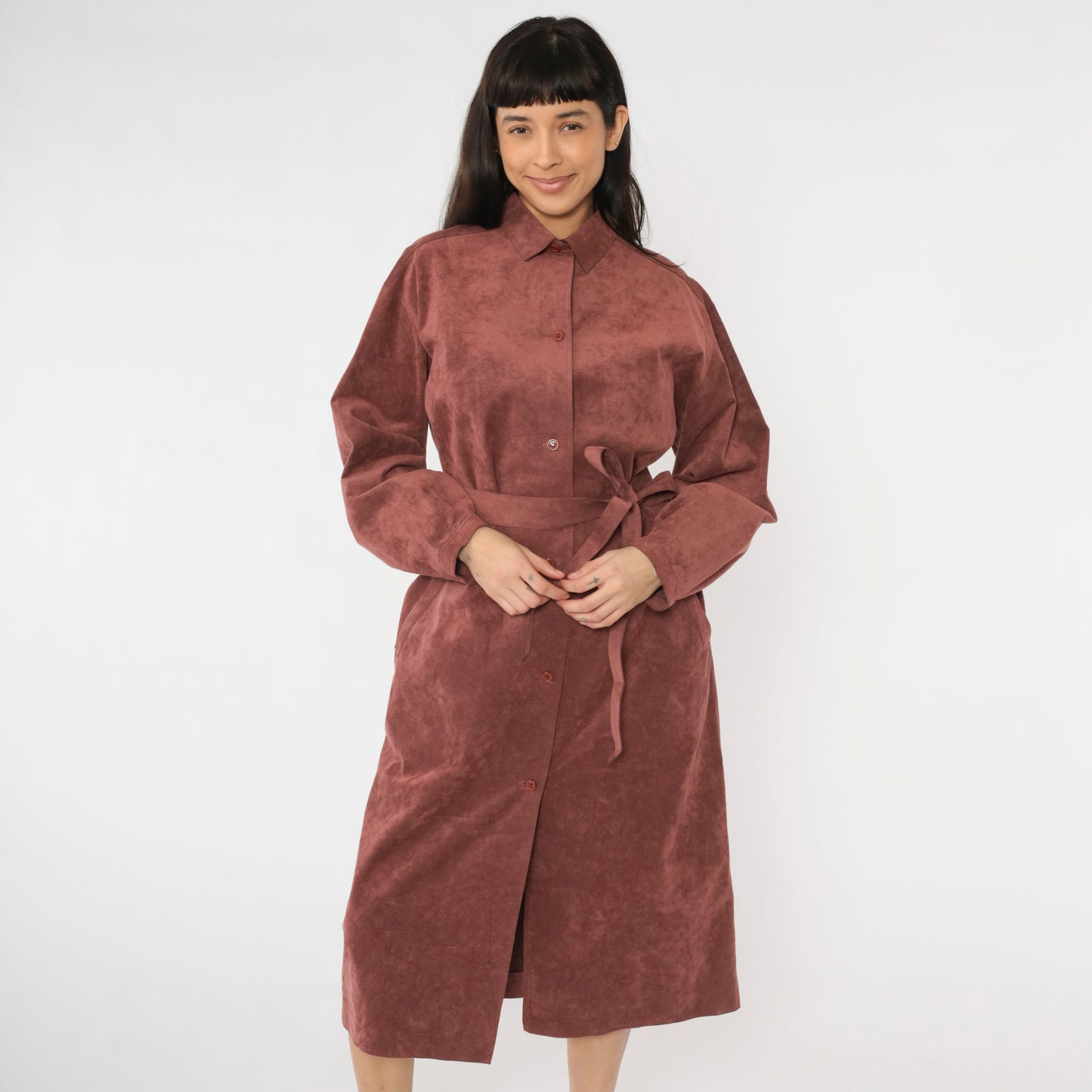 Vintage 70s Halston Ultrasuede Trench Jacket Large L