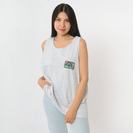 Vintage 90s Quiksilver Graphic Surf Tank Top L