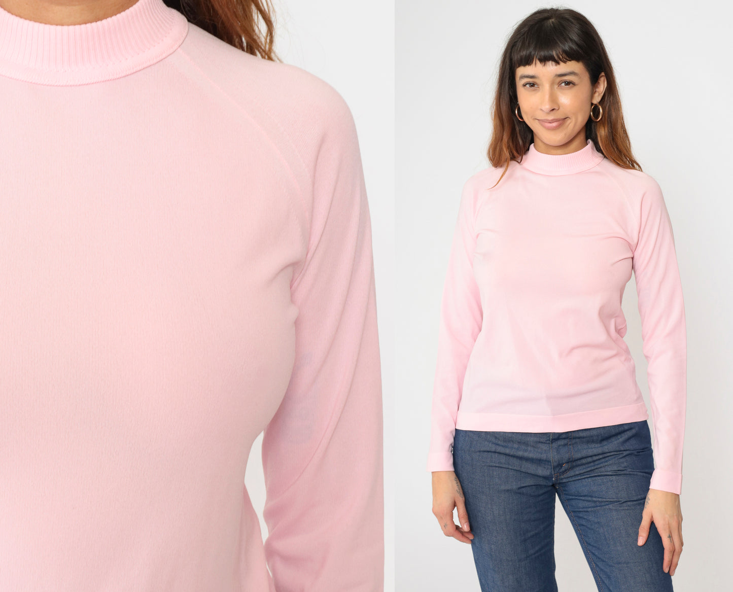 Vintage Mod Pink Mock Neck Top S