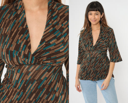 Y2K Empire Waist Broken Stripe Top L/P