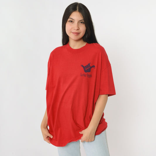 Vintage 80s Hang Loose Hawaii Red Graphic T-Shirt XL
