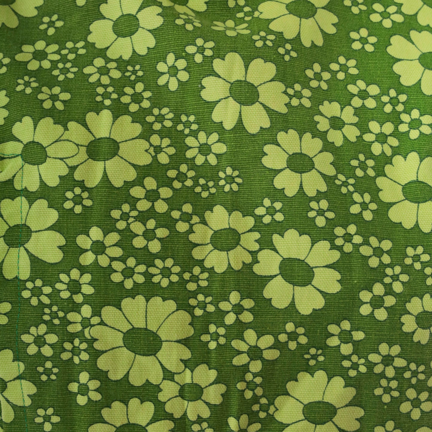 Vintage 60s Green Daisy Print Mod Mini Dress S