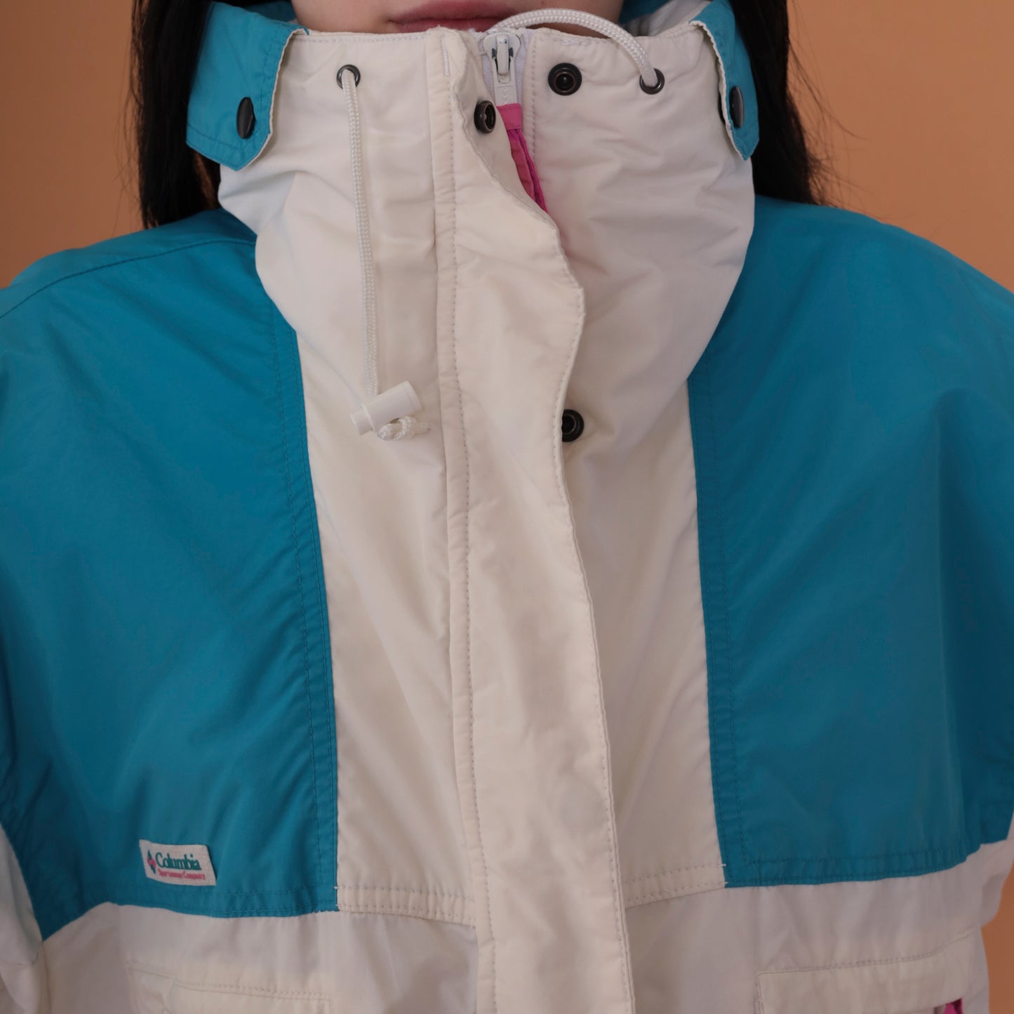 80s Columbia White and Teal Jacket