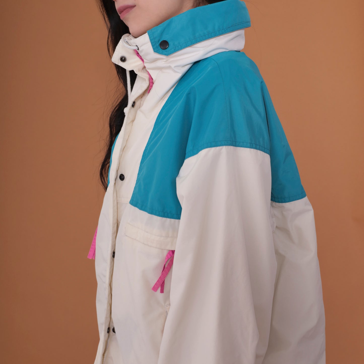 80s Columbia White and Teal Jacket