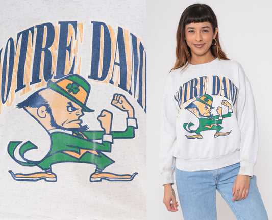 90s Grey Notre Dame Fighting Irish Sweatshirt L