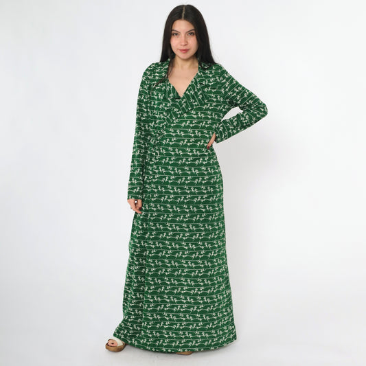 70s Football Print Maxi Robe M/L