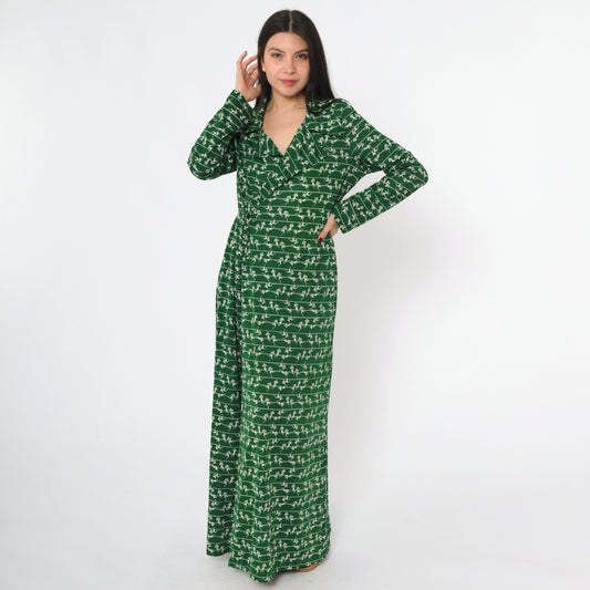 70s Football Print Maxi Robe M/L
