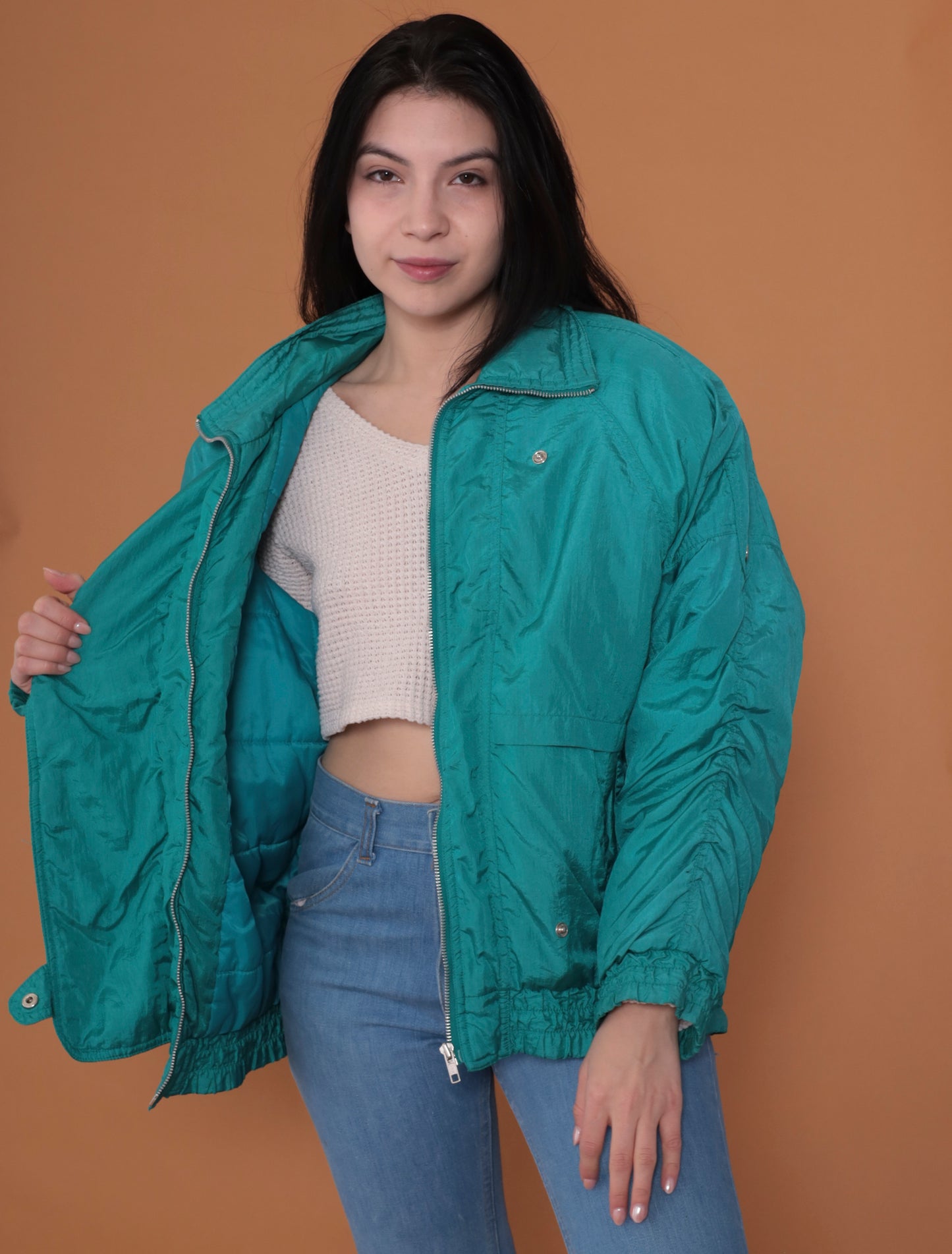 80s Teal Puffer Jacket