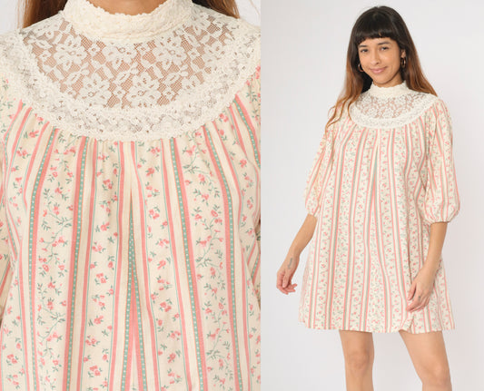 Vintage 70s Hawaiian Prairie Dress Princess Kaiulani Medium