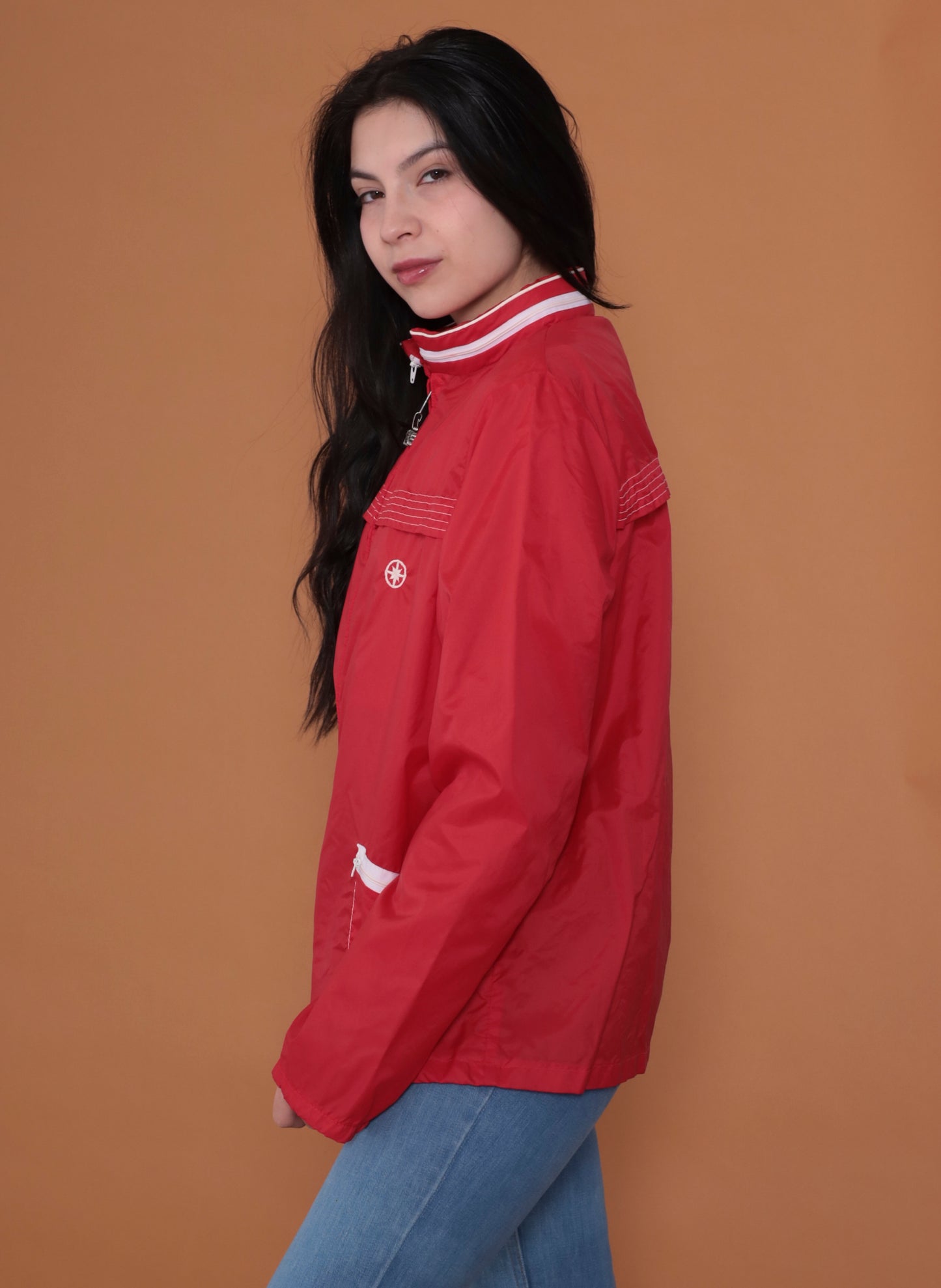 80s Red and White "Weather Tamer" Zip Up Jacket