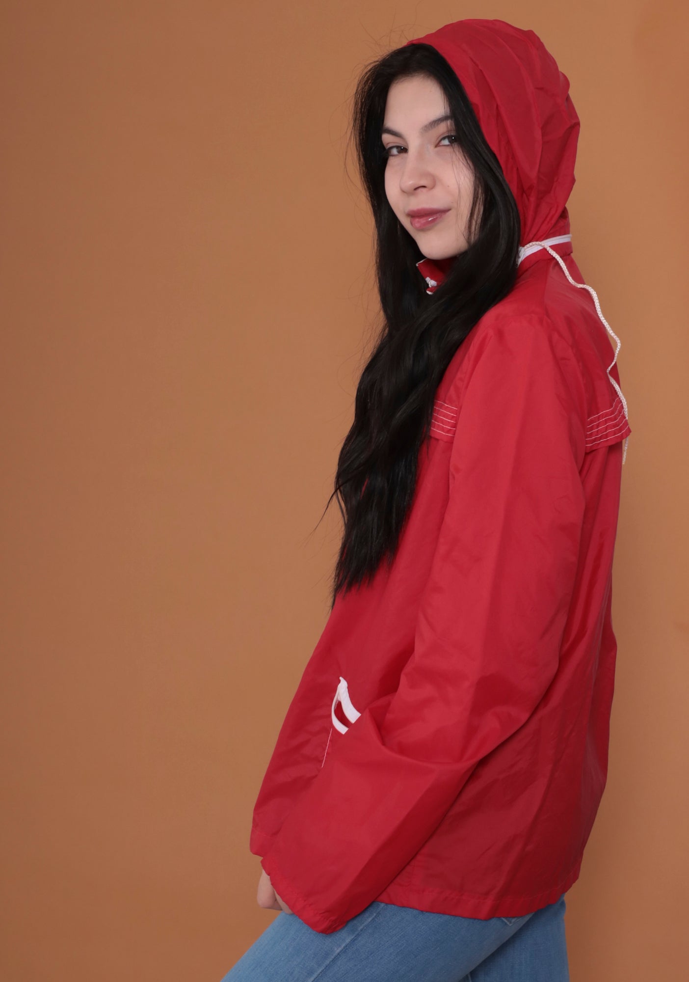 80s Red and White "Weather Tamer" Zip Up Jacket