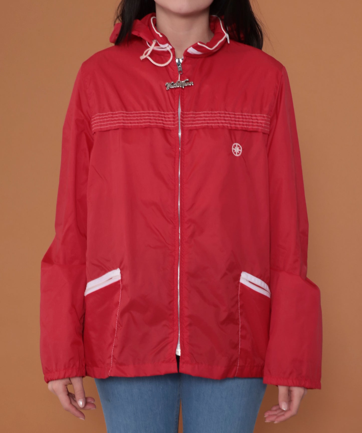 80s Red and White "Weather Tamer" Zip Up Jacket