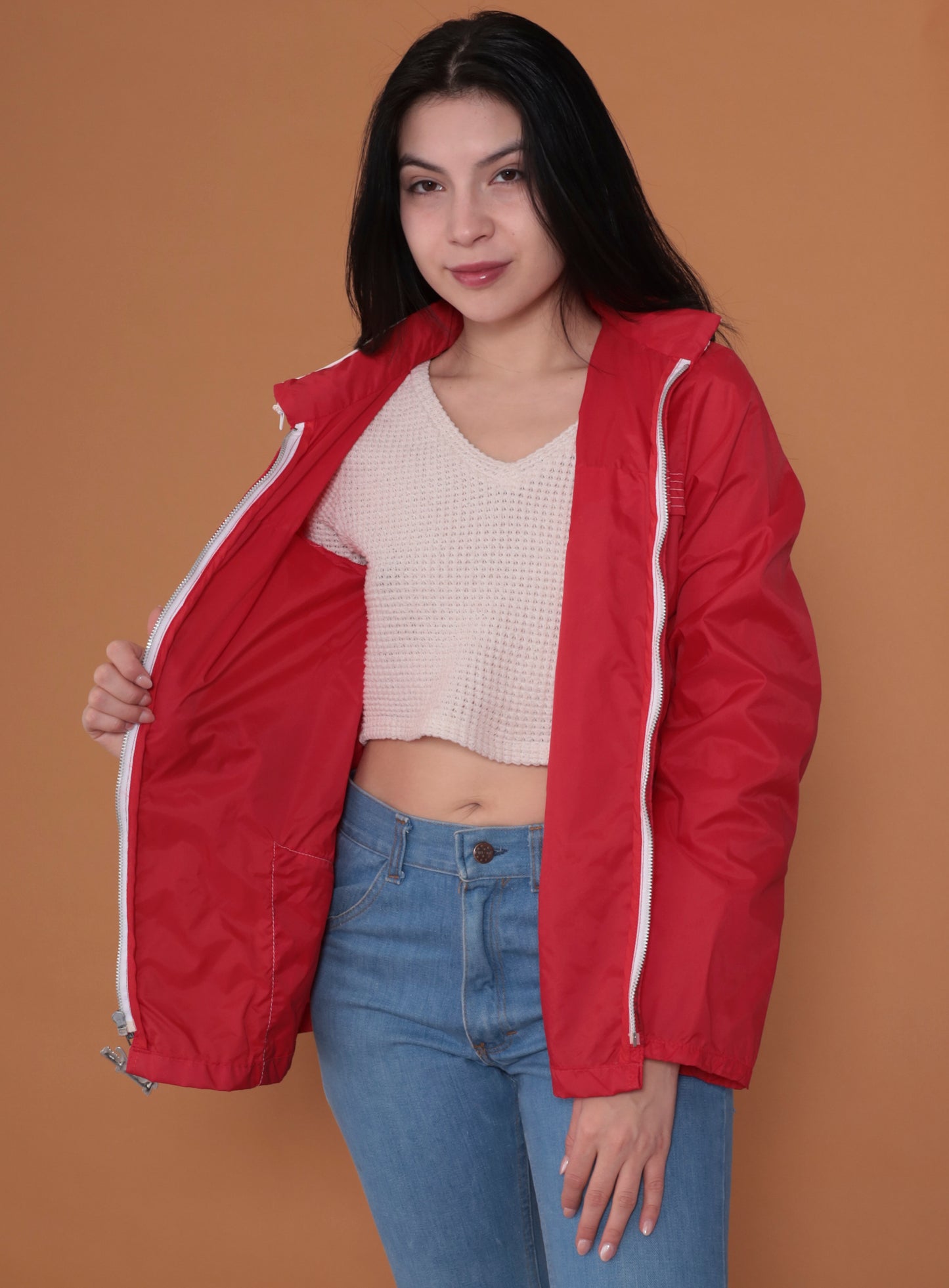 80s Red and White "Weather Tamer" Zip Up Jacket