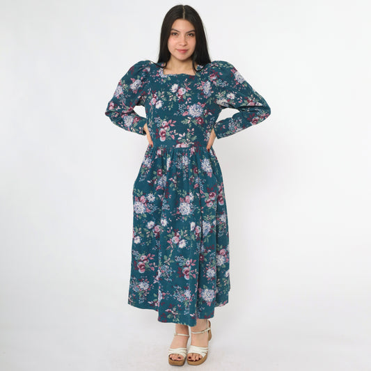 90s Laura Ashley Corduroy Floral Dress Size 10