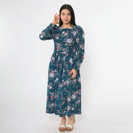 90s Laura Ashley Corduroy Floral Dress Size 10