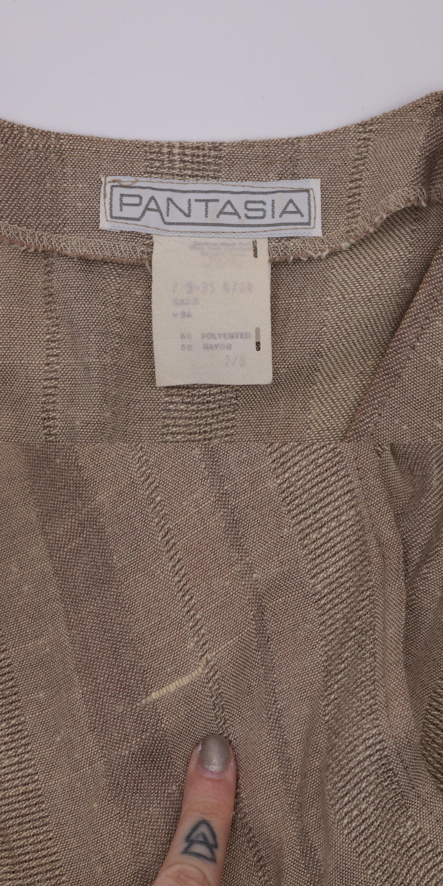 80s Pantasia Taupe Striped Wrap Jumpsuit Wide Leg V-Neck Small