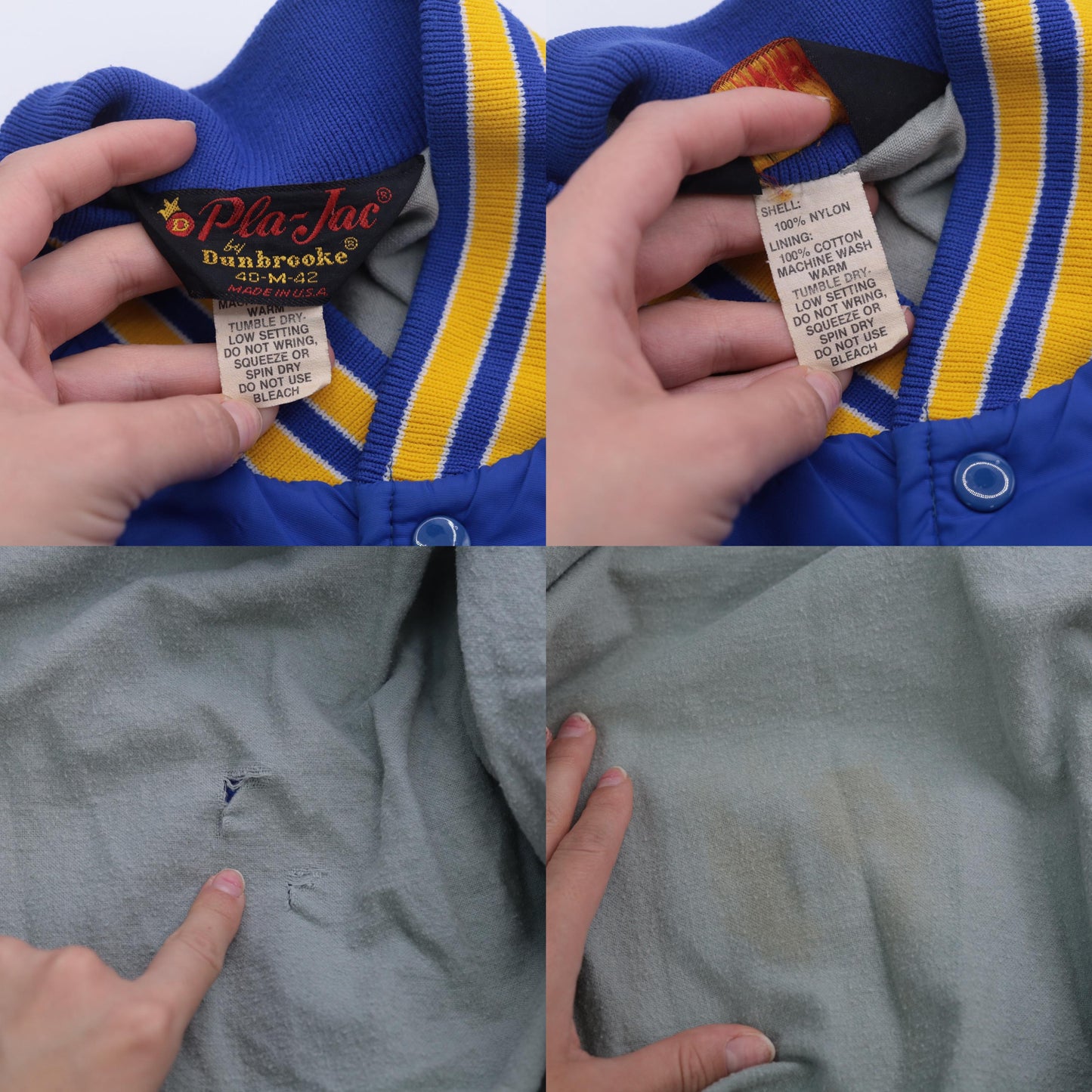 80s Smithfield Softball Bomber Jacket Blue Nylon Snap Kristi Medium