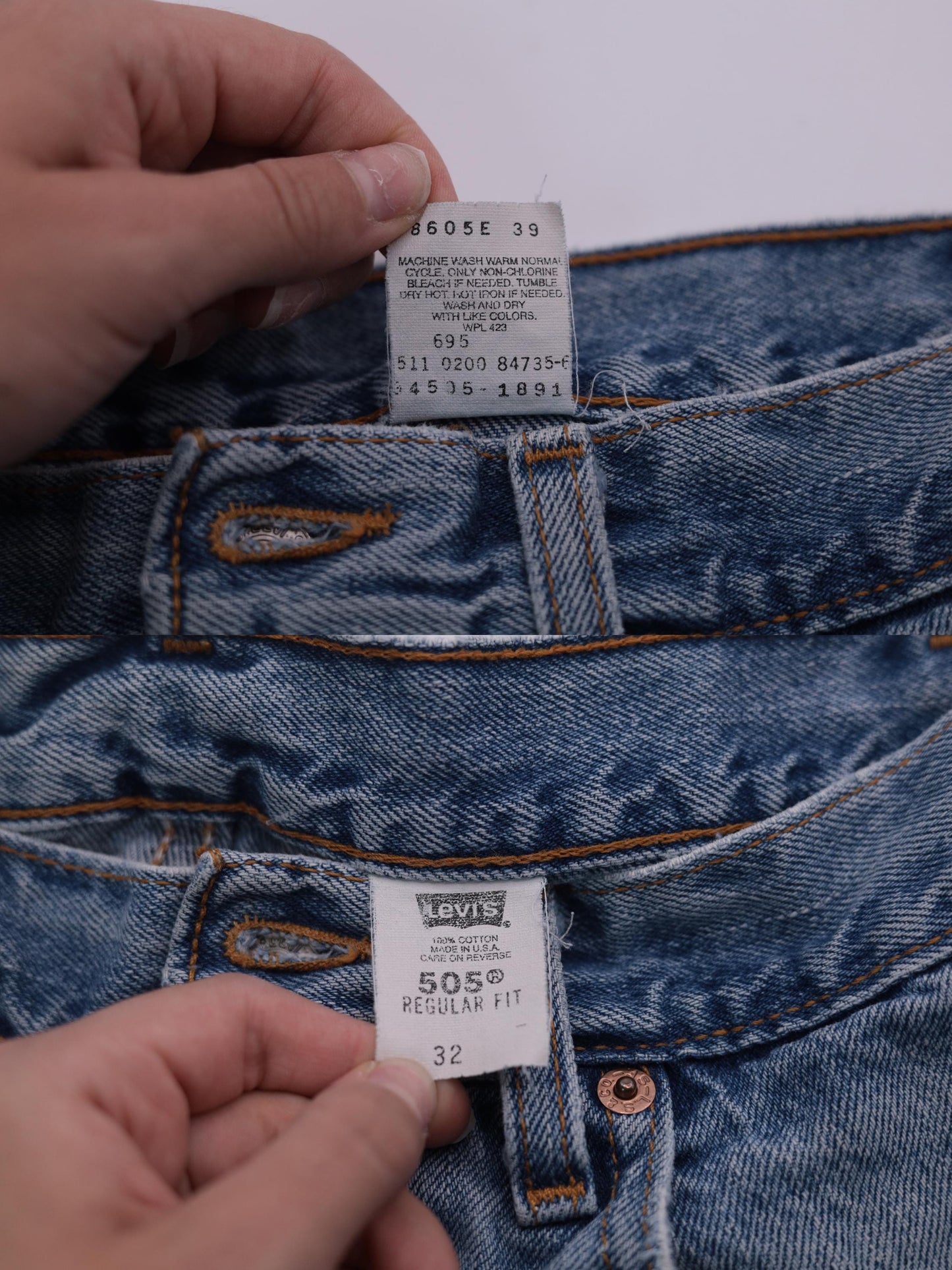 Levi's 505 Y2K Denim Shorts High Rise Distressed Blue Medium 32