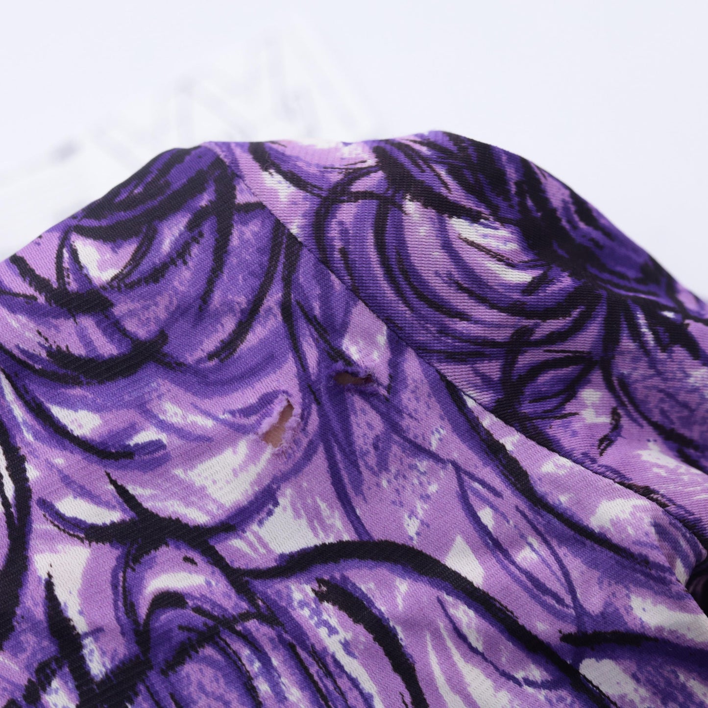 60s Purple Abstract Swirl Midi Shirtdress High Waist Button Up Extra Small