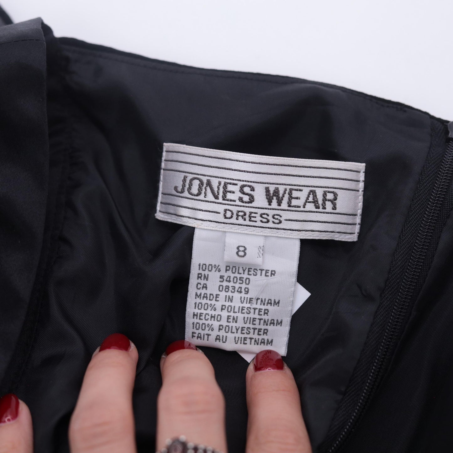 90s Jones Wear Black Chiffon Midi Dress Flutter Sleeve V-Neck Medium