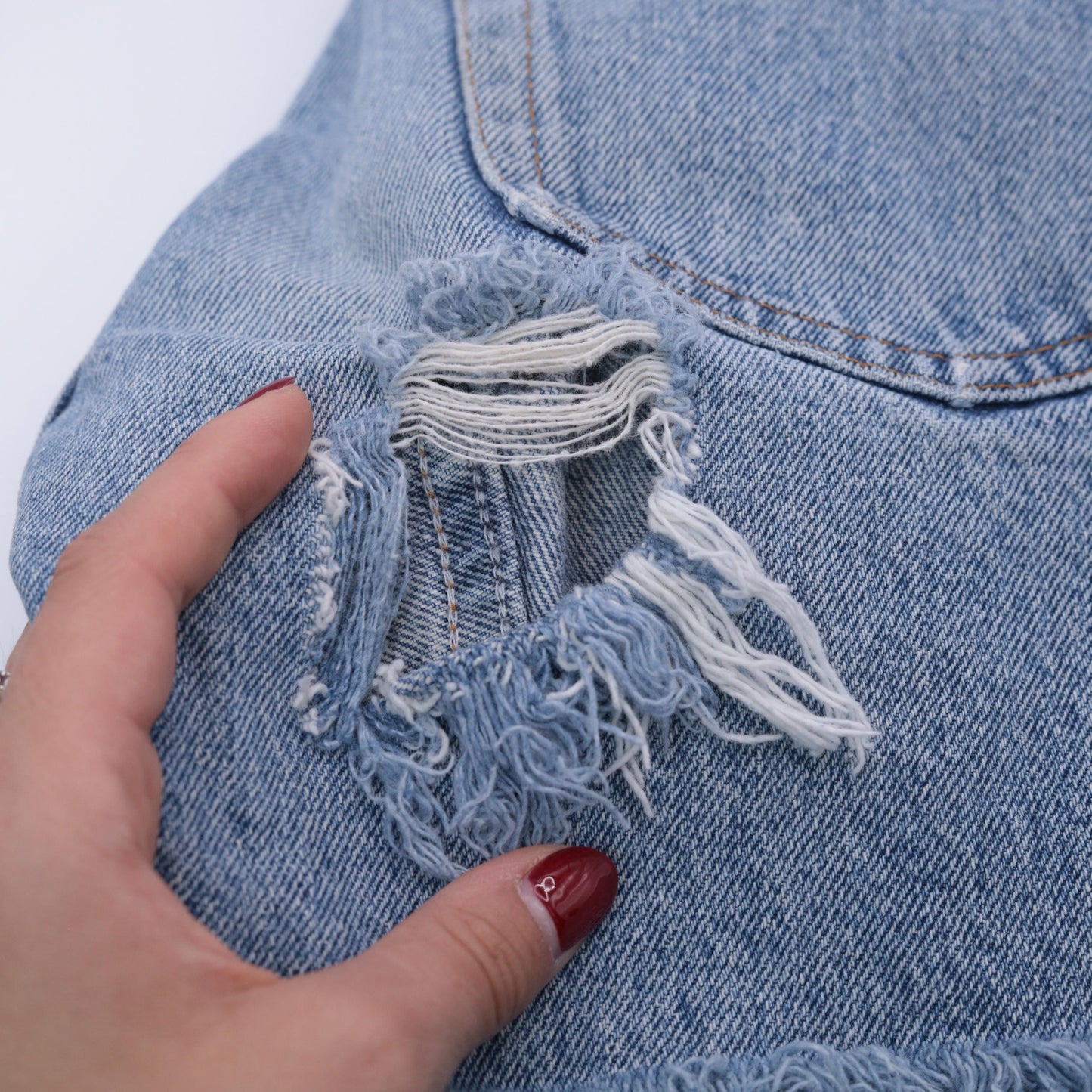 90s GAP Denim Shorts High Waisted Distressed Light Blue Cotton Small