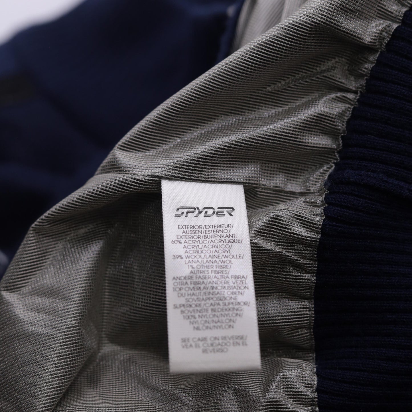 Y2K Spyder Ski Sweater Navy Blue White Geometric Half Zip Knit Extra Large XL