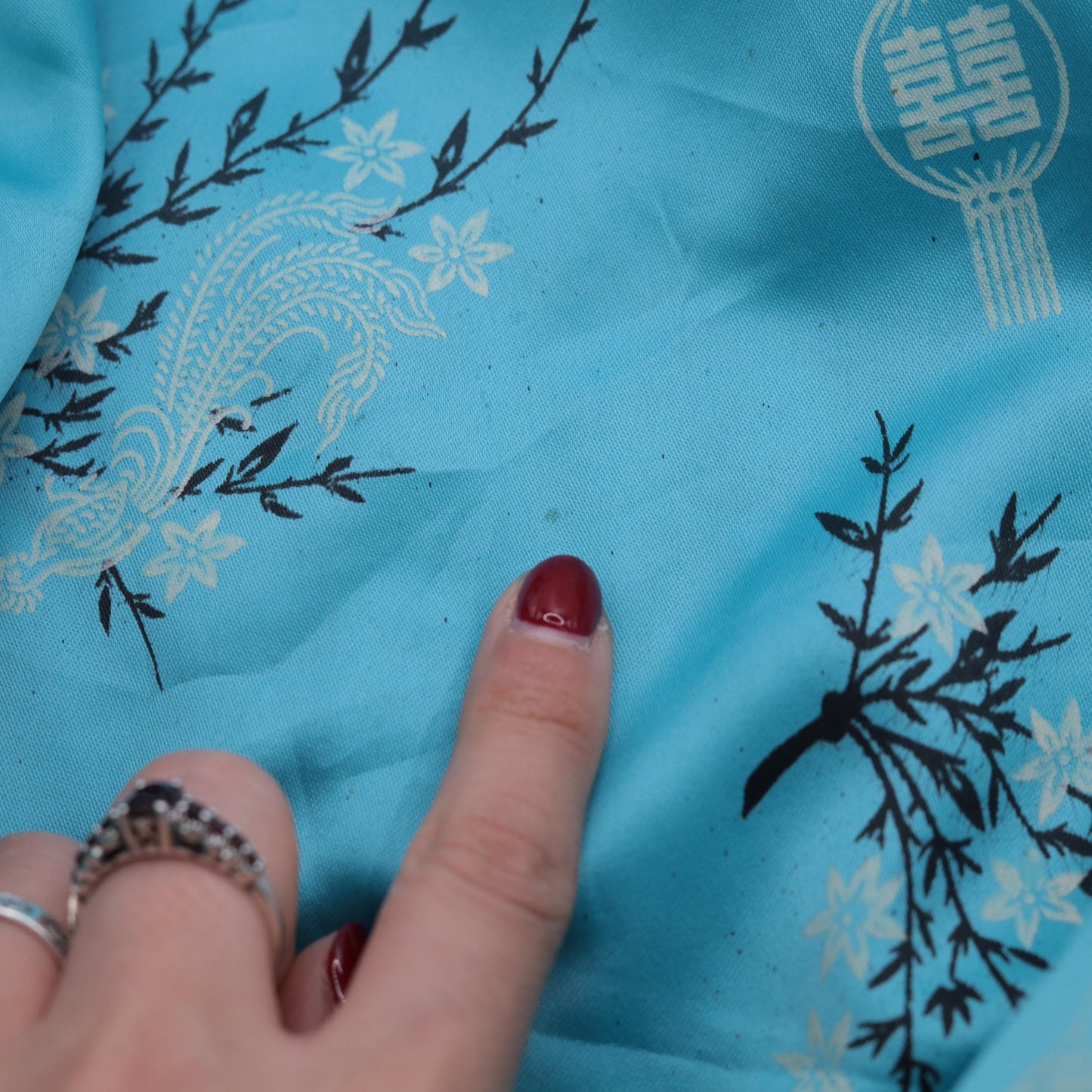 90s Dragon Reversible Satin Kimono Robe Black Turquoise Embroidered Small