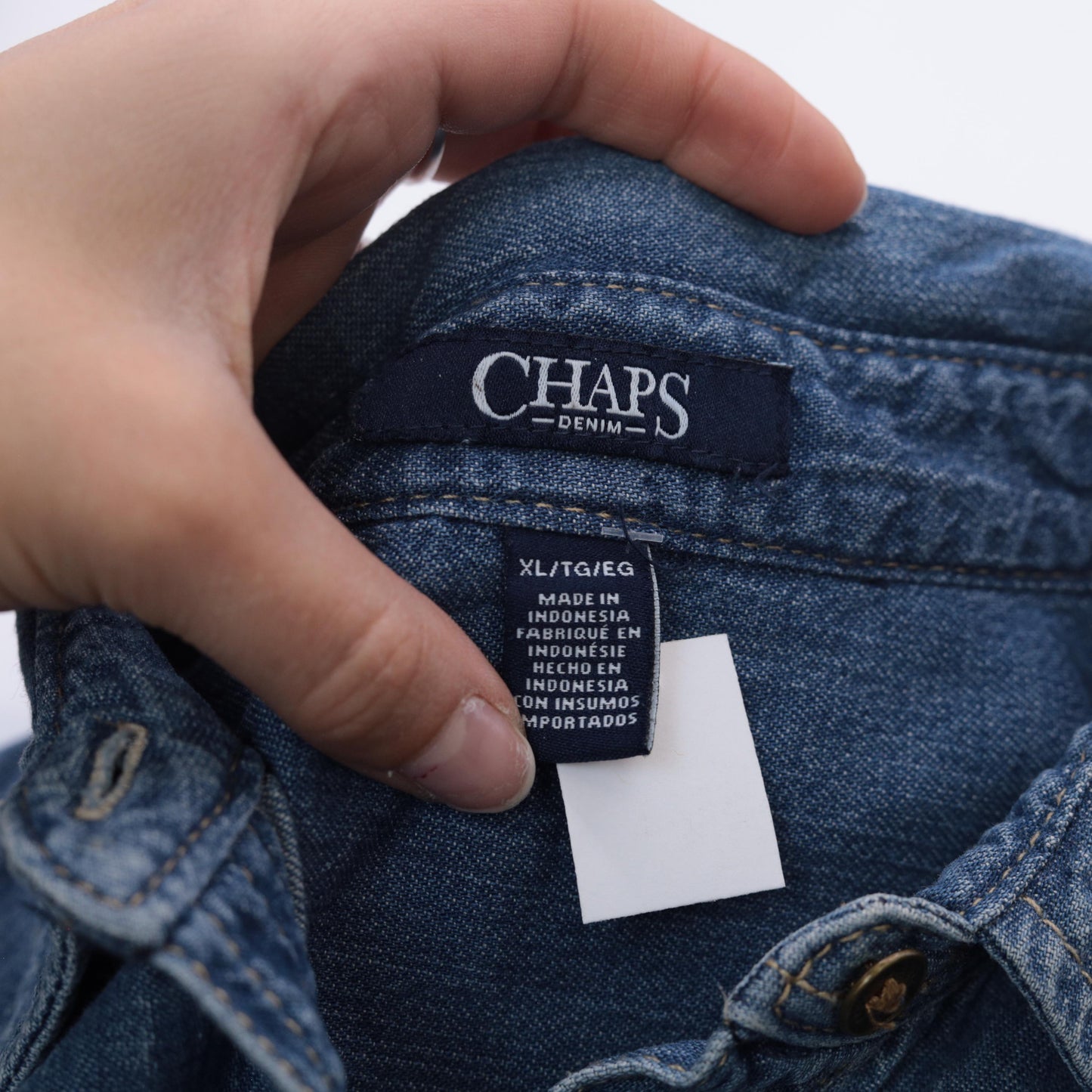 Y2K Chaps Denim Sleeveless Shirt Dress Blue Medium Wash Collar Extra Large XL