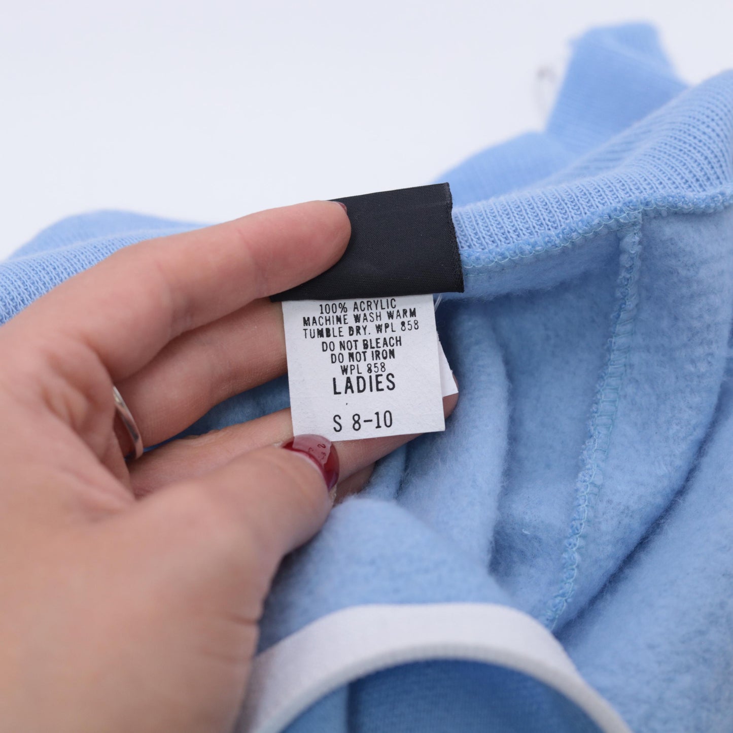80s Sears Light Blue Striped Track Jacket Zip Front Hoodie Small