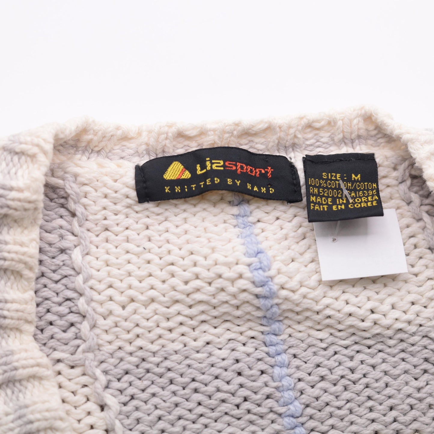 90s Liz Sport Cropped Cardigan Pastel Stripe V-Neck Cotton Medium M