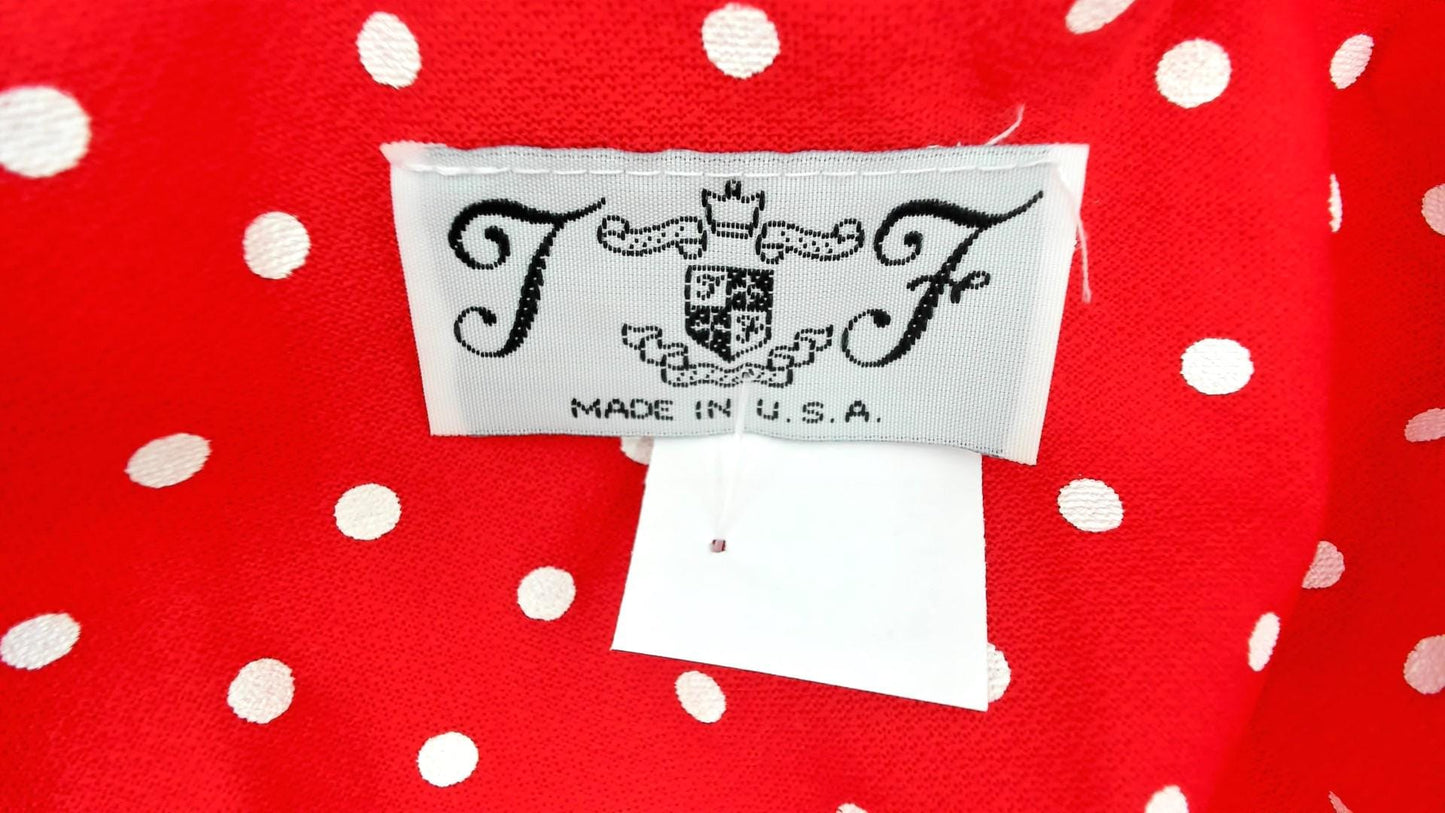 80s Polka Dot Blazer Red Single Button Jacket Medium M