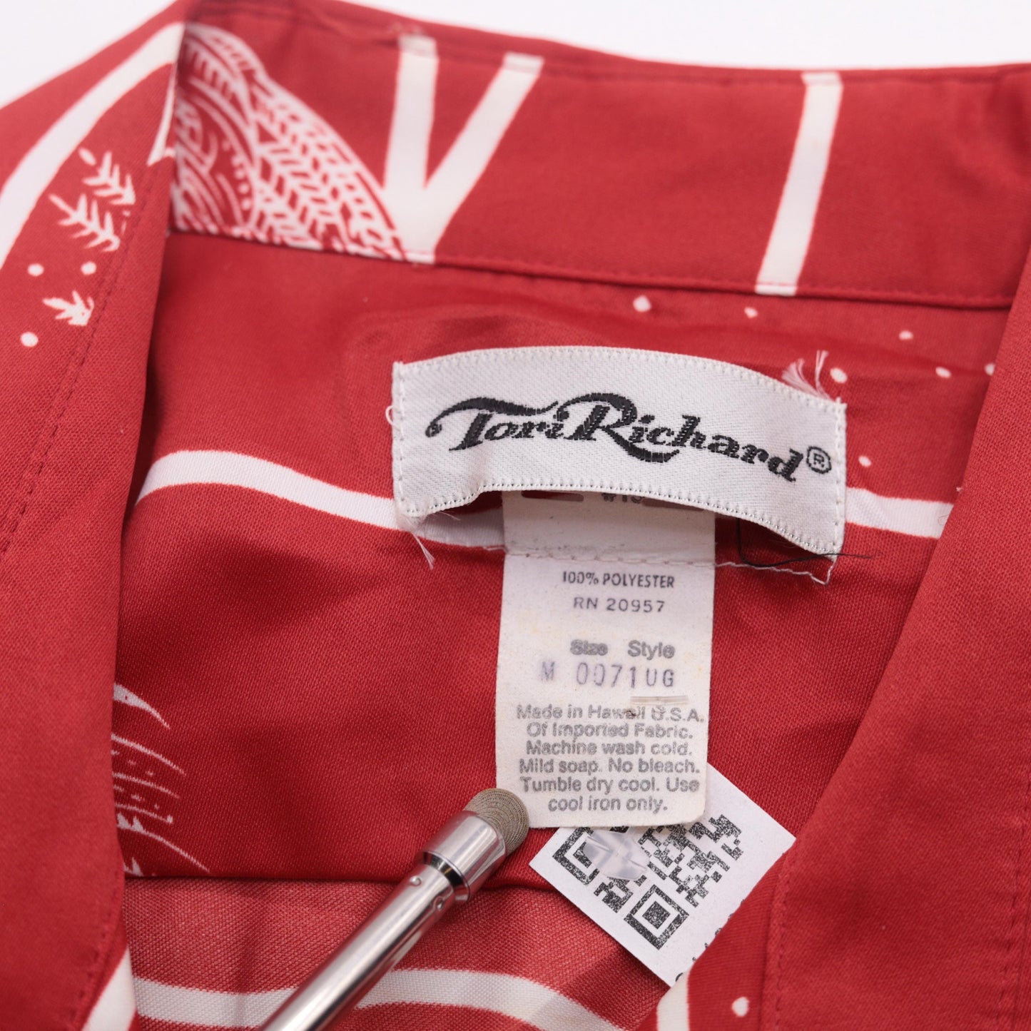 70s Tori Richard Red Koi Fish Hawaiian Shirt Button Front Large L