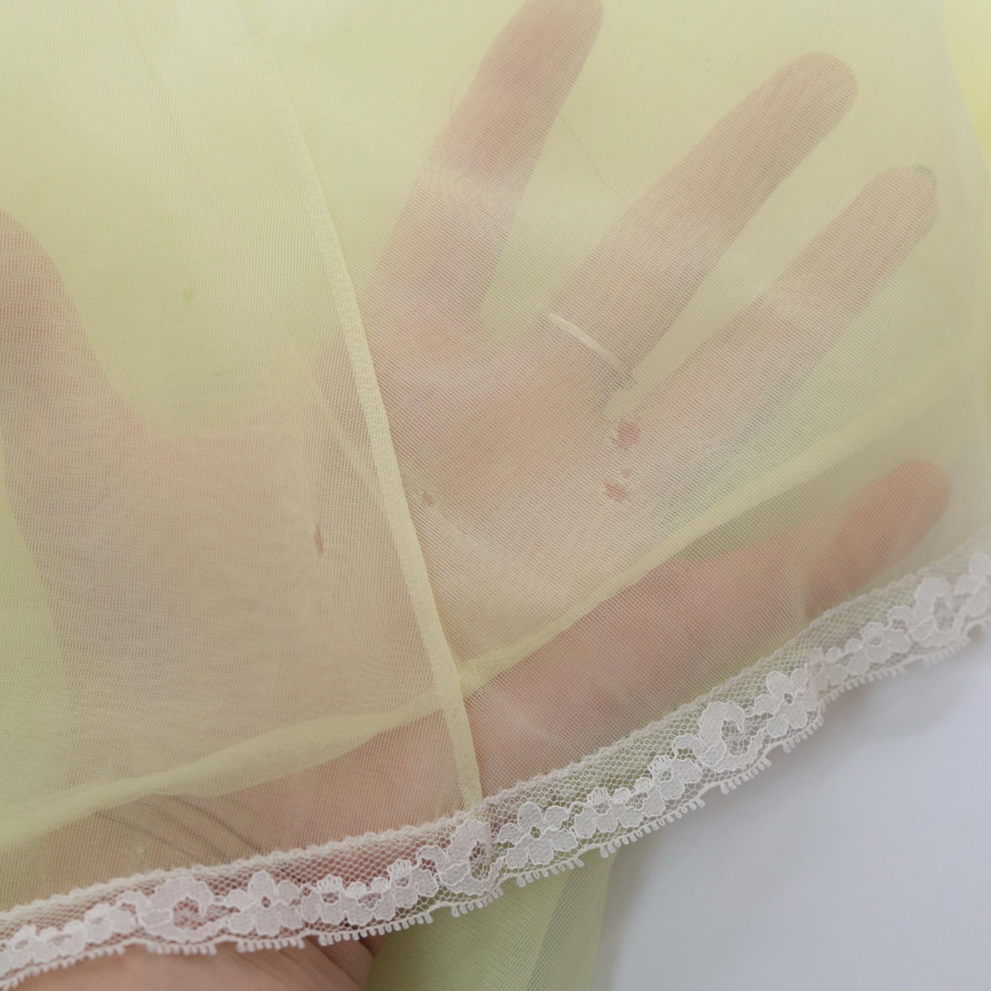 70s Van Raalte Yellow Lace Nightgown Long Sleeve Babydoll Medium M
