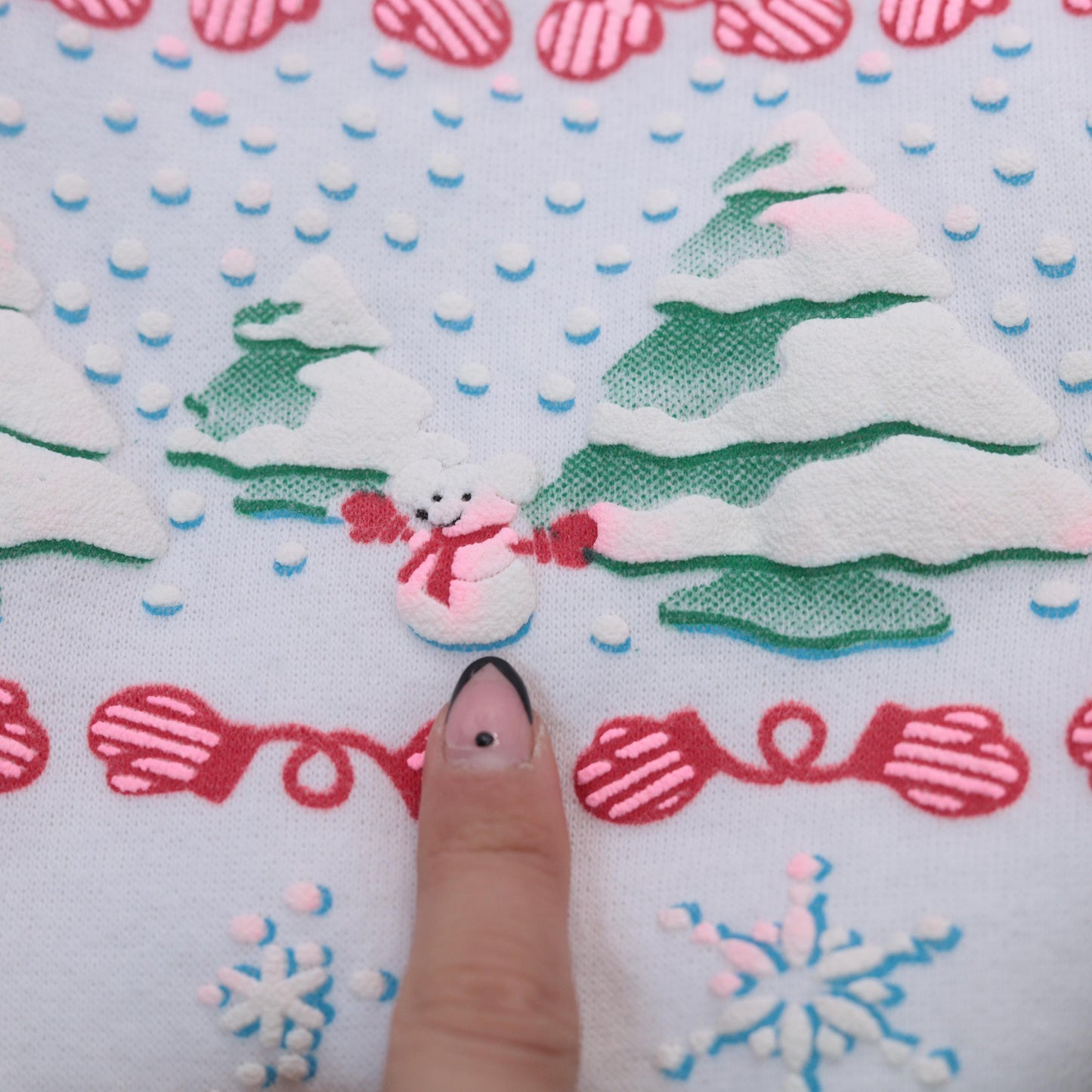 90s Scoop Christmas Cat Sweatshirt White Snowmen Snowflakes Extra Small XS
