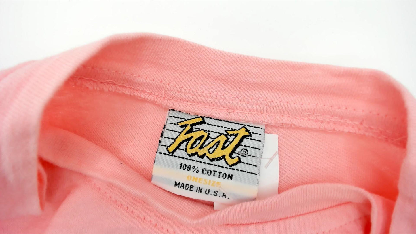 90s Pink Cotton T-Shirt Dress Crew Neck Short Sleeve Mid-Thigh One Size