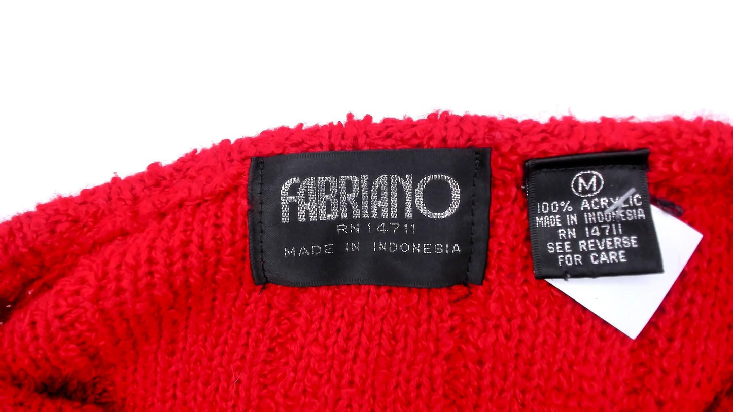 80s Fabriano Red Cardigan Sweater Chunky Knit Button Front Medium M