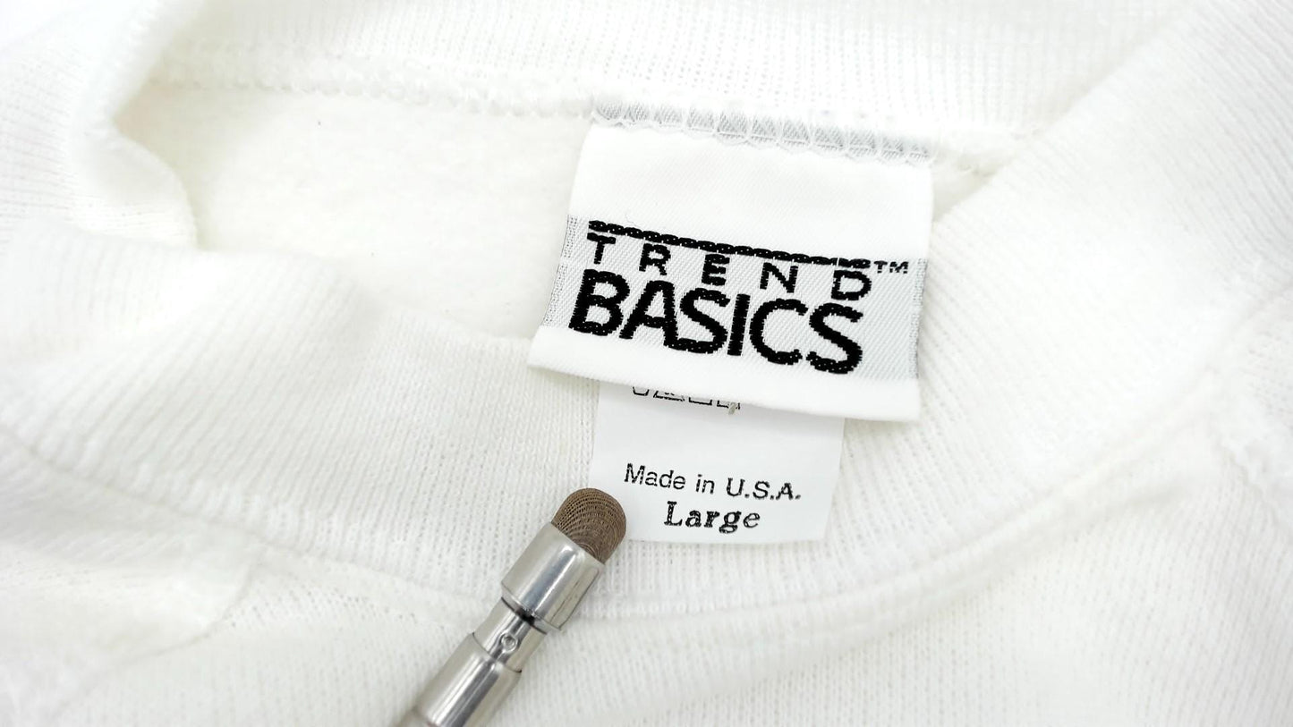 80s White Short Sleeve Sweatshirt Raglan Crewneck Large L