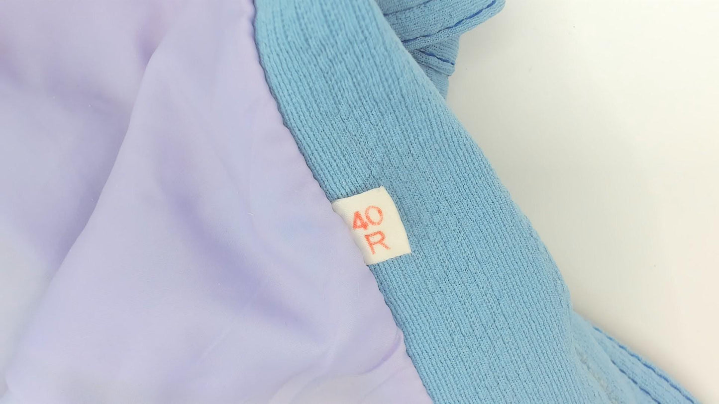 70s Light Blue Western Jacket Scalloped Yoke Stitch Detail Medium