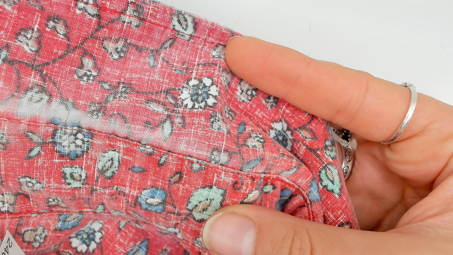 90s Reyn Spooner Hawaiian Shirt Pink Floral Button Down Cotton Medium